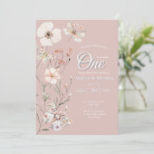 ボホワイルドフラワーフローラベビー誕生日 招待状 (スタンド正面)