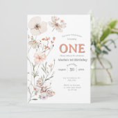 ボホワイルドフラワーフローラベビー誕生日 招待状 (スタンド正面)