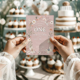 ボホワイルドフラワーフローラベビー誕生日 招待状