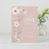 ボホワイルドフラワーフローラベビー誕生日 招待状 (スタンド正面)
