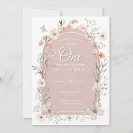 ボホワイルドフラワーフローラベビー誕生日 招待状