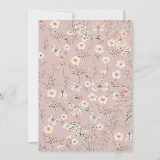 ボホワイルドフラワーフローラベビー誕生日 招待状 (裏面)