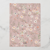 ボホワイルドフラワーフローラベビー誕生日 箔招待状 (裏面)