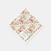 ボホワイルドフラワーフローラホワイトベビーシャワー スタンダードカクテルナプキン (角)