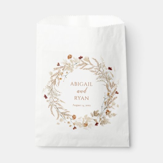 ボホワイルドフラワーフローラルバタフライウェディング フェイバーバッグ (正面)