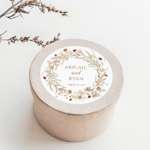 ボホワイルドフラワーフローラルバタフライウェディング ラウンドシール