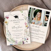 ボホワイルドフラワーフローラ写真卒業パーティー 招待状