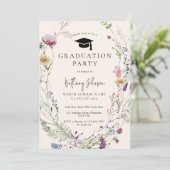 ボホワイルドフラワーフローラ写真卒業パーティー 招待状 (スタンド正面)