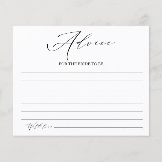 ボホワイルドフラワーブライダルシャワーアドバイスカード (正面)