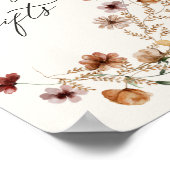 ボホワイルドフラワーブライダルシャワーカードとギフトサイン ポスター (角)