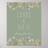 ボホワイルドフラワーブライダルシャワーカードギフト ポスター (正面)