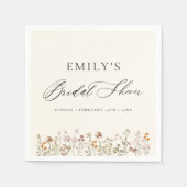ボホワイルドフラワーブライダルシャワーガーデンスクリプト スタンダードカクテルナプキン (正面)