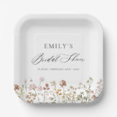 ボホワイルドフラワーブライダルシャワーガーデンスクリプト ペーパープレート (正面)