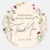 ボホワイルドフラワーブライダルシャワーサンキューユナイテッド ラウンドシール (正面)