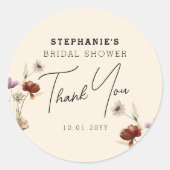ボホワイルドフラワーブライダルシャワーサンキューユナイテッド ラウンドシール (正面)