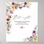 ボホワイルドフラワーブライダルシャワーデイトナイトジャールサイン ポスター (正面)