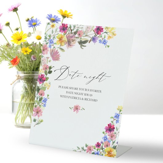 ボホワイルドフラワーブライダルシャワーデイトナイトジャールサイン 台座サイン