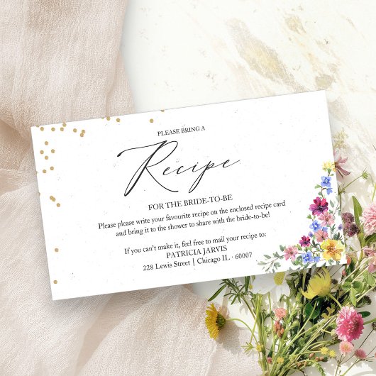 ボホワイルドフラワーブライダルシャワーレシピリクエスト エンクロージャーカード