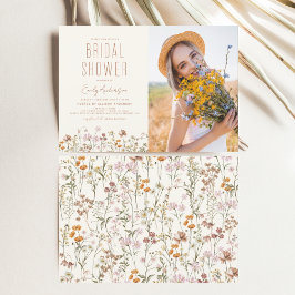 ボホワイルドフラワーブライダルシャワー写真招待状 招待状