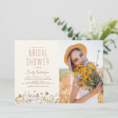 ボホワイルドフラワーブライダルシャワー写真招待状 招待状 (スタンド正面)