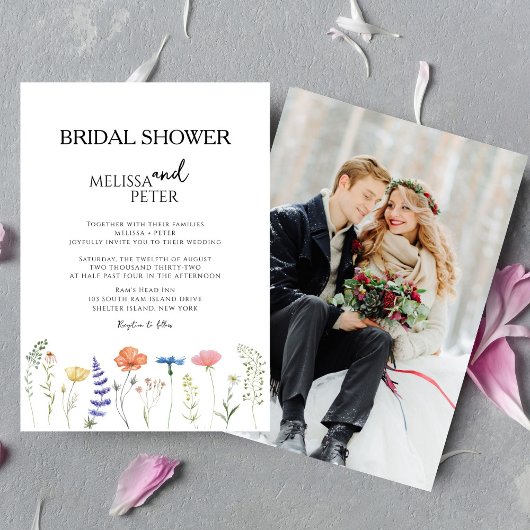 ボホワイルドフラワーブライダルシャワー招待 招待状