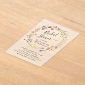 ボホワイルドフラワーブライダルシャワー霜 アクリル招待状 (レイダウン)