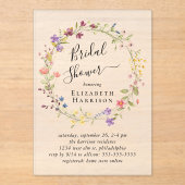 ボホワイルドフラワーブライダルシャワー霜 アクリル招待状 (正面)