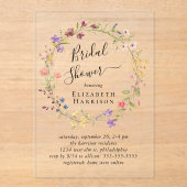 ボホワイルドフラワーブライダルシャワー アクリル招待状 (正面)