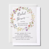 ボホワイルドフラワーブライダルシャワー ベラム紙招待状 (オフセット)