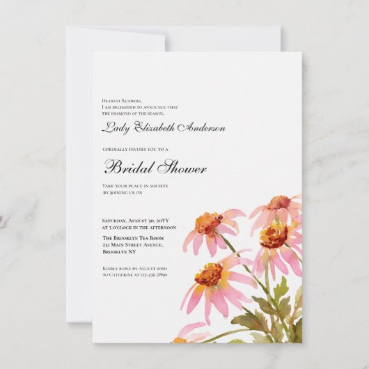 ボホワイルドフラワーブライダルシャワー 招待状 (正面)