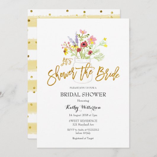 ボホワイルドフラワーブライダルシャワー 招待状 (正面/裏面)