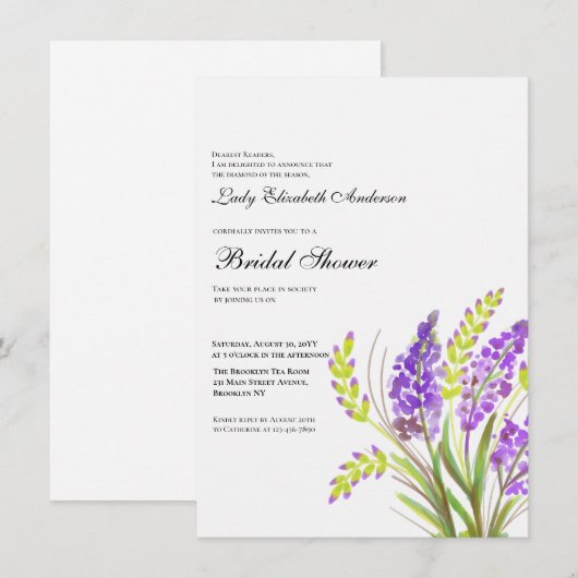 ボホワイルドフラワーブライダルシャワー 招待状 (正面/裏面)