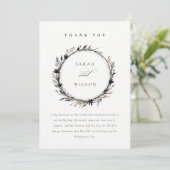 ボホワイルドフラワーブラックブラウン秋リース結婚ズ サンキューカード (スタンド正面)