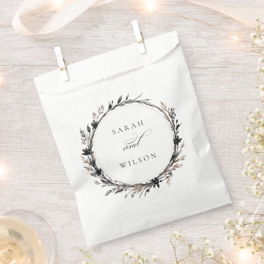 ボホワイルドフラワーブラックブラウン秋リース結婚ズ フェイバーバッグ (クリップ留めされた状態)