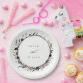 ボホワイルドフラワーブラックブラウン秋リース結婚ズ ペーパープレート (パーティー)