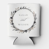 ボホワイルドフラワーブラックブラウン秋リース結婚ズ 缶クーラー (正面)