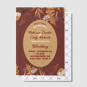 ボホワイルドフラワーブルゴーニュ秋秋の結婚式 ベラム紙招待状 (オフセット (招待状))