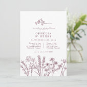 ボホワイルドフラワーブルゴーニュ結婚のリハーサルディナー 招待状 (スタンド正面)