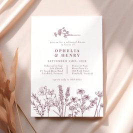 ボホワイルドフラワーブルゴーニュ結婚のリハーサルディナー 招待状