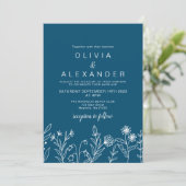 ボホワイルドフラワーブルー結婚式招待状 招待状 (スタンド正面)