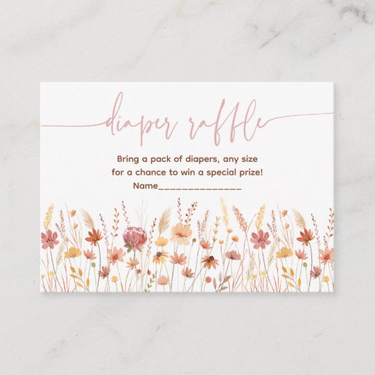 ボホワイルドフラワーベビシャワーおむつラッフル エンクロージャーカード (正面)
