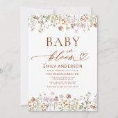 ボホワイルドフラワーベビーイン開花ベビーシャワー 招待状 (正面)