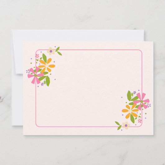 ボホワイルドフラワーベビーガールシャワーありがとうございますお知らせ 招待状 (裏面)