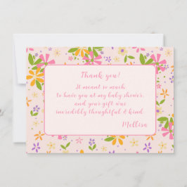 ボホワイルドフラワーベビーガールシャワーありがとうございますお知らせ 招待状