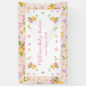 ボホワイルドフラワーベビーガールシャワーバナー 横断幕 (縦)