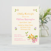 ボホワイルドフラワーベビーガールシャワー招待状 招待状 (スタンド正面)