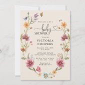 ボホワイルドフラワーベビーシャワー招待状 招待状 (正面)
