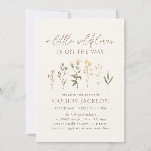 ボホワイルドフラワーベビーシャワー招待状 招待状 (正面)