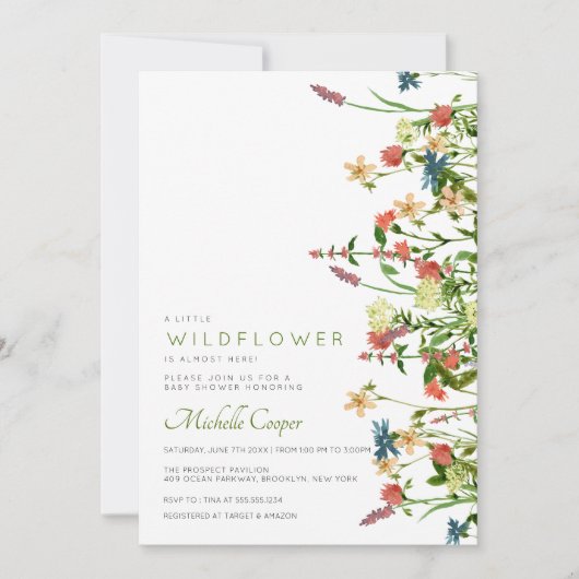 ボホワイルドフラワーベビーシャワー招待状 招待状 (正面)