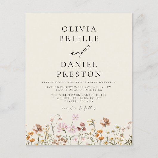 ボホワイルドフラワーベージュフォト庭園の結婚式 チラシ (正面)